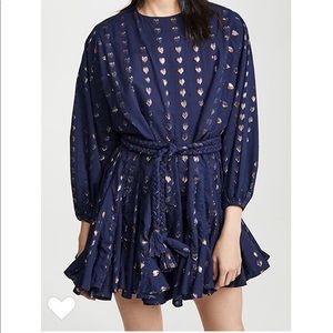 NWT Rhode Ella Navy Gold Heart Dress